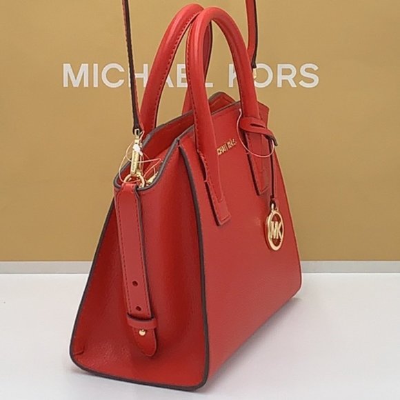Michael Kors Avril Small Leather Top-Zip Satchel Flame color - Picture 1 of 16